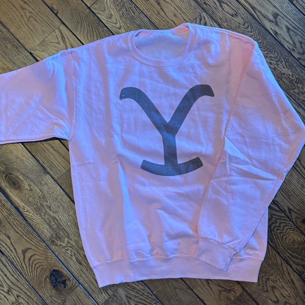 Pink Sweatshirt with Black Yellowstone Logo